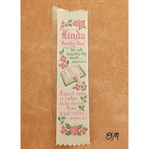 Vintage Graceline Linda Book Mark Made in USA "Pretty One" Scripture